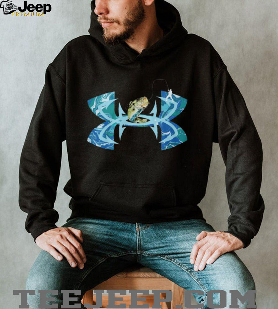 Blue Swirl Bass Fishing Hook Graphic T Shirt