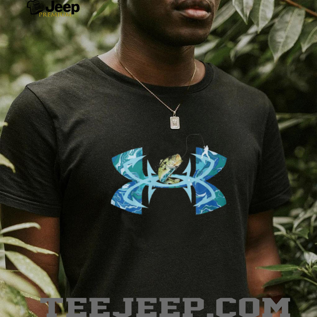 Blue Swirl Bass Fishing Hook Graphic T Shirt