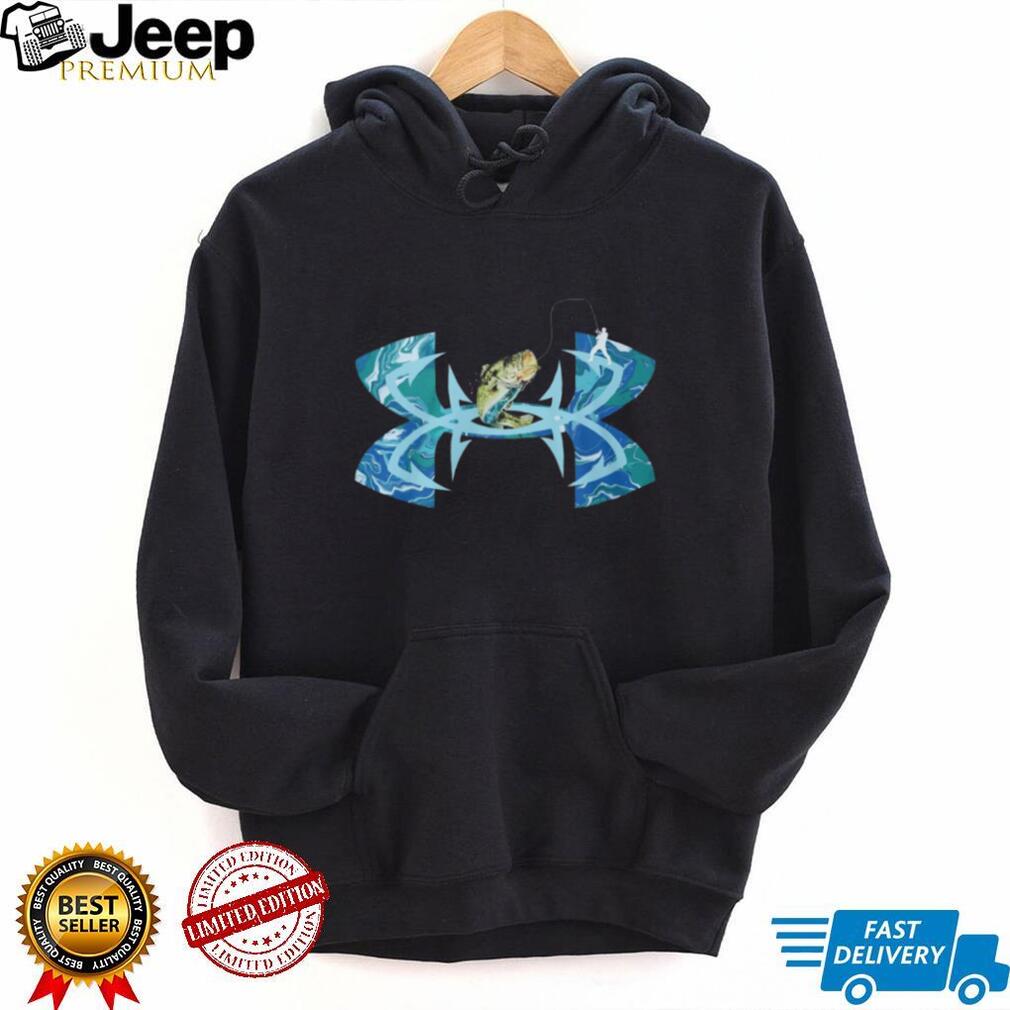 Blue Swirl Bass Fishing Hook Graphic T Shirt