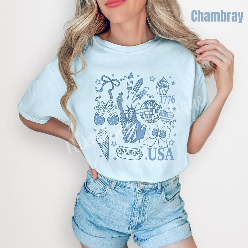 Blue USA Collage Comfort Colors T-Shirt 'NLB' Hoodie, Sweatshirt | CiraTrend.com