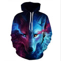 Blue and Pink Wolf Hoodie