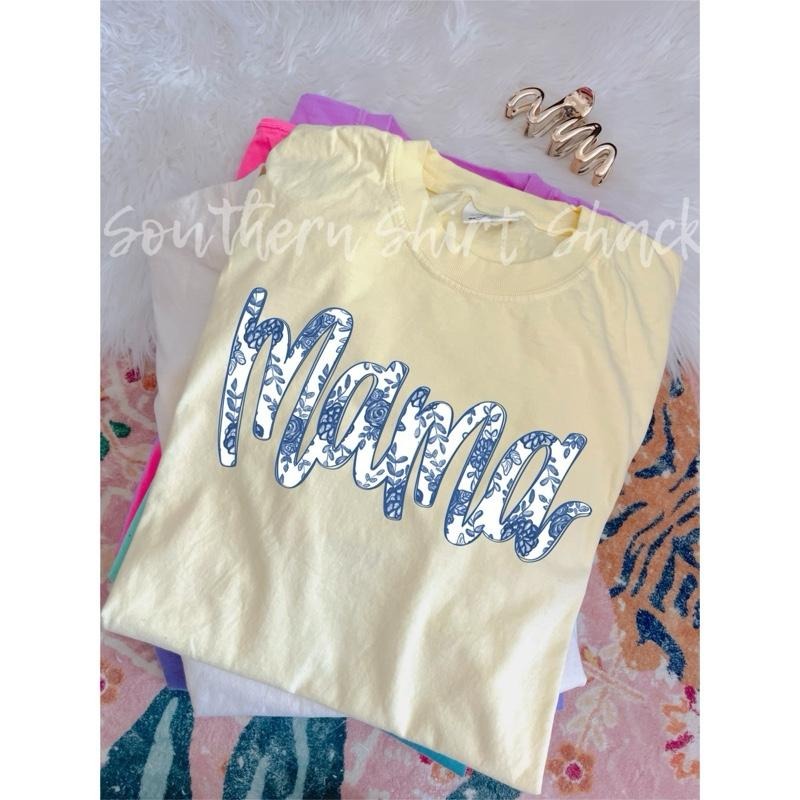 Blue floral mama T shirt  | Banana comfort colors t shirt Hoodie, Sweatshirt | CiraTrend.com