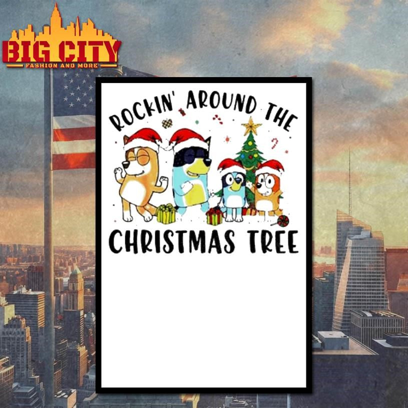 Bluey Family Rockin Around The Christmas Tree Shirt
