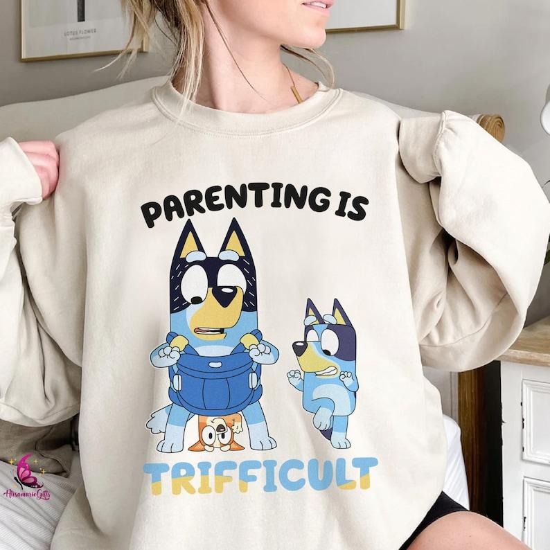 Bluey Parenting Is Trifficult Shirt | Bluey Shirt | Bluey Bandit Heeler Shirt | Bluey Family Shirt | Cool Dad Club Shirt...