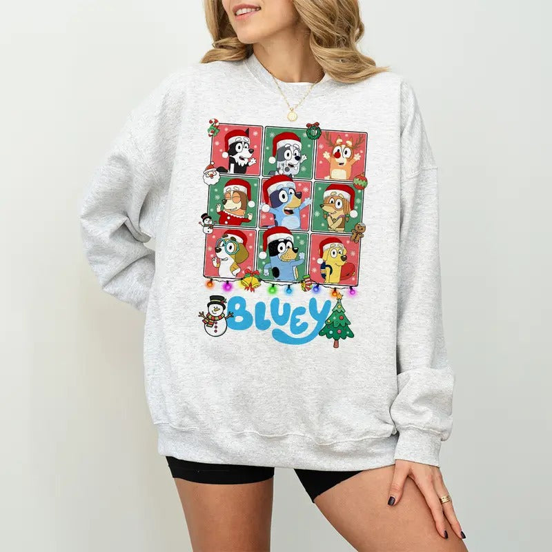 Blueys Christmas Sweatshirt, Movie Christmas Cartoon Sweatshirt, Christmas Family Sweatshirt, Christmas Friends...