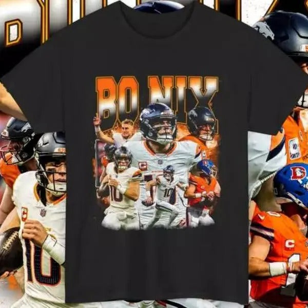 Bo-Nix T-Shirts Graphic Tee Vintage Denver Football Unisex, Apparel for Game Day, Gift for Football Fans Hoodie, Sweatshirt