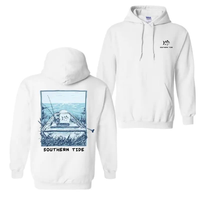 Boat Fishing Hoodie 2 sides Trendy Sweatshirt Full Color For men For women, Womenswear & Menswear, T-Shirt
