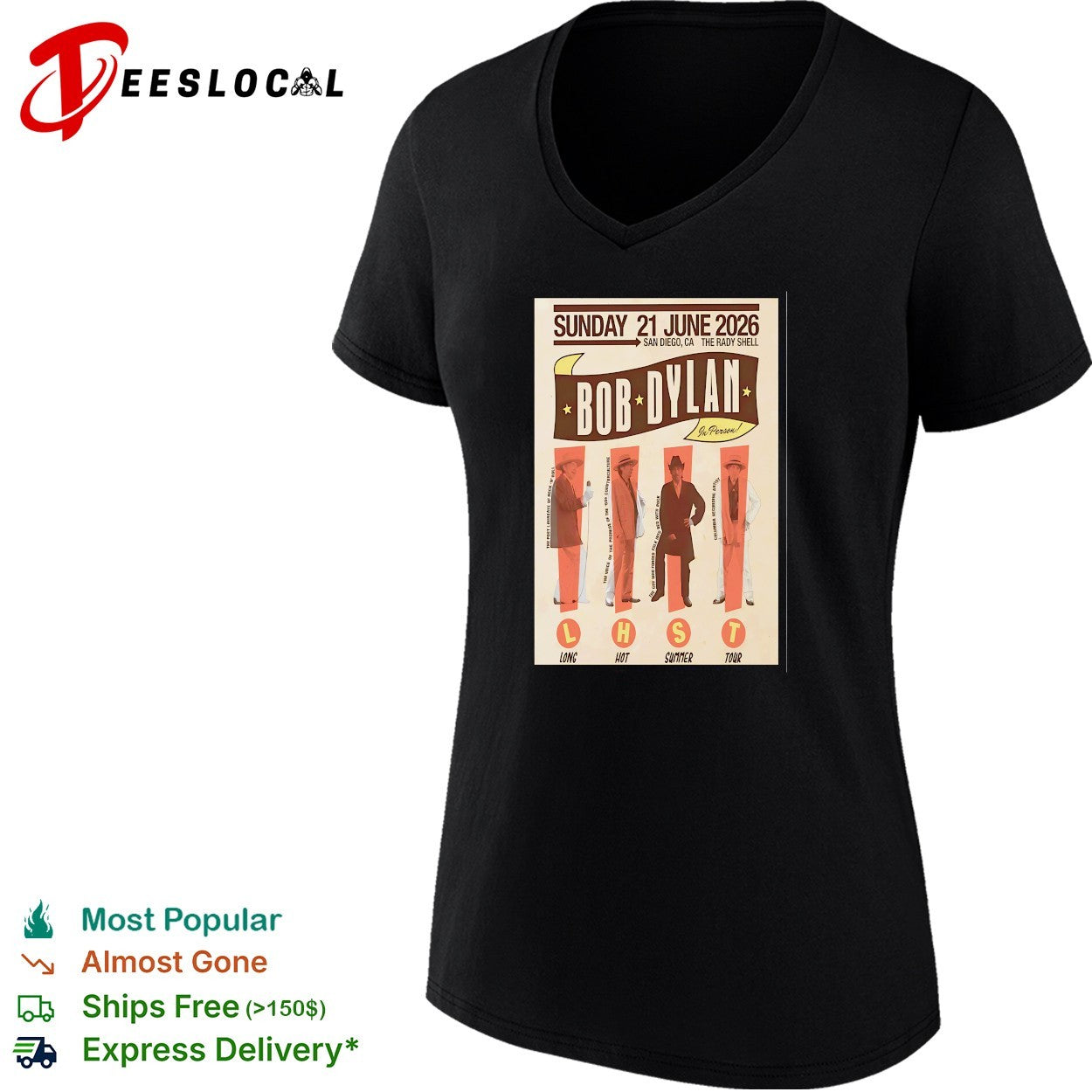 Bob Dylan San Diego Rady Shell 2026 poster shirt