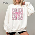 Boho Floral Mama Coquette Bow Sweatshirt, Chinoiserie Mama Bow Shirt, Cherry Blossom Mama Crewneck, Cute Aesthetic...