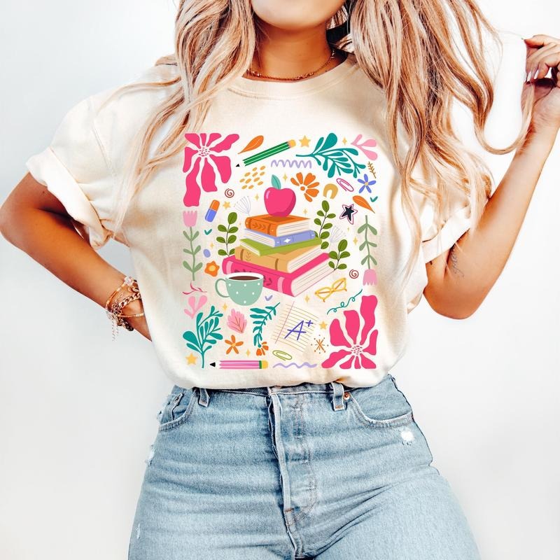 Boho Floral Teacher T-Shirt, Back to School T-Shirt, Teacher Appreciation Gift, Teacher Wildflowers T-Shirt, Retro...