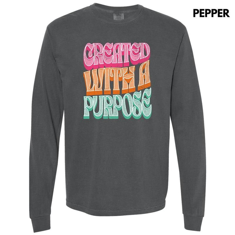 Bold Created With A Purpose Long Sleeve Comfort Colors T-Shirt 'NLB' Hoodie, Sweatshirt | CiraTrend.com