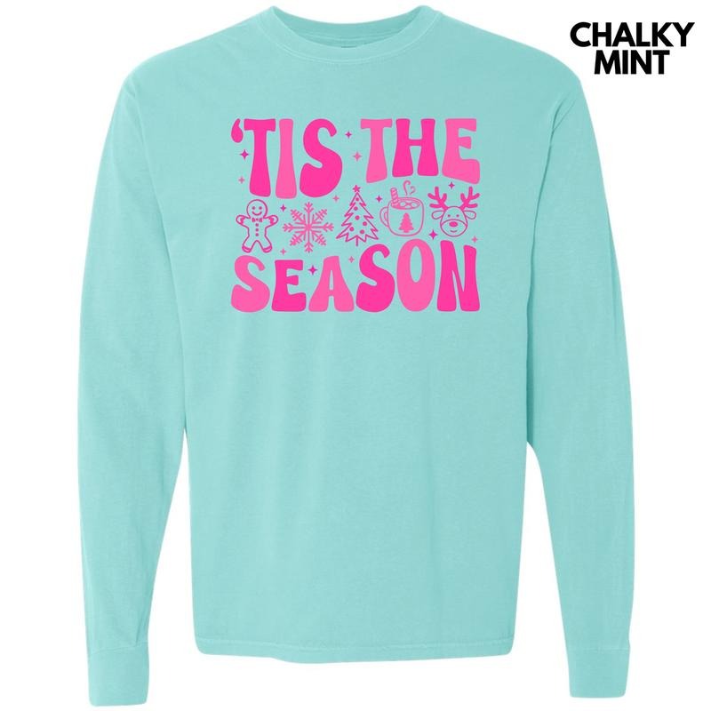 Bold Tis The Season Pink Long Sleeve Comfort Colors T-Shirt 'NLB' Hoodie, Sweatshirt | CiraTrend.com