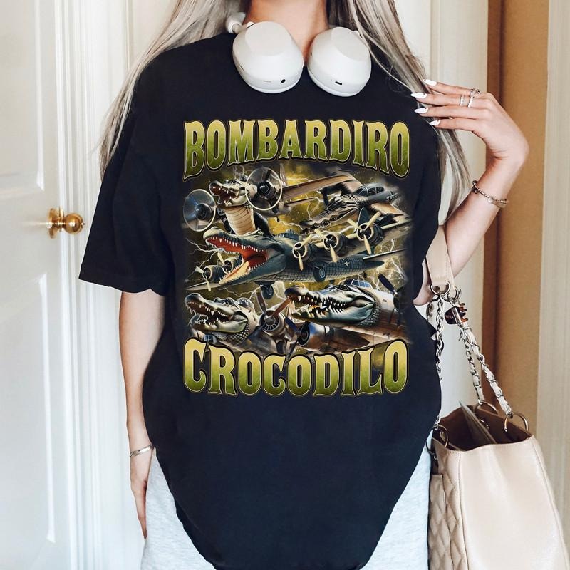 Bombardiro Crocodilo T-Shirt Italian Meme Funny Brainrot Graphic Tee Hoodie, Sweatshirt | CiraTrend.com