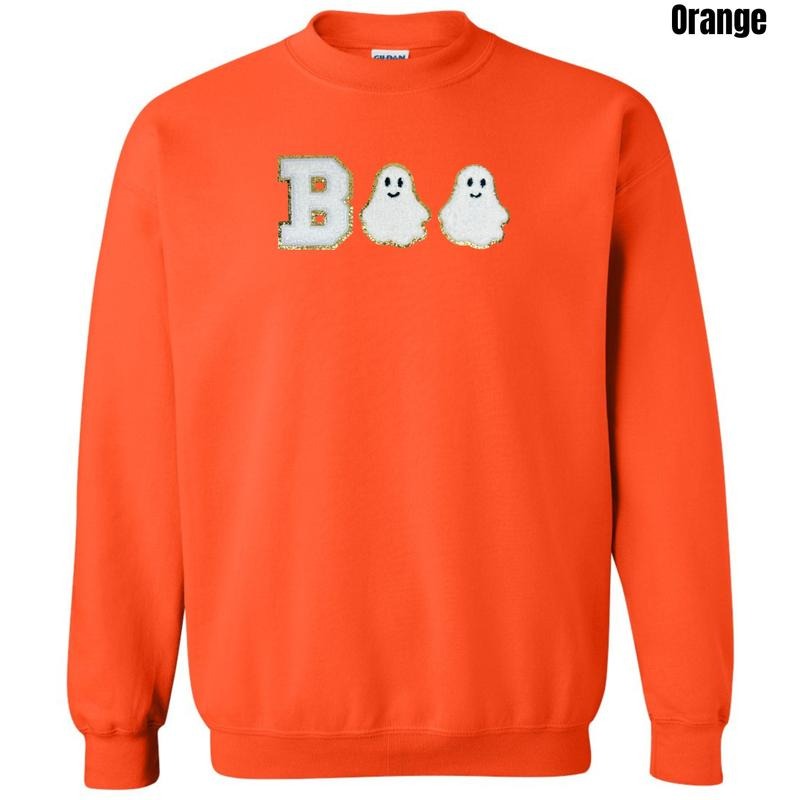 Boo Mini Ghost Chenille Patch Sweatshirt T-Shirts, Hoodie | CiraTrend.com