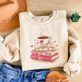 Book Lover Valentine Sweatshirt, Gift for Book Lovers, Coquette Valentine Bookish Tshirt, Bookworm Coffee Hoodie, Reading...