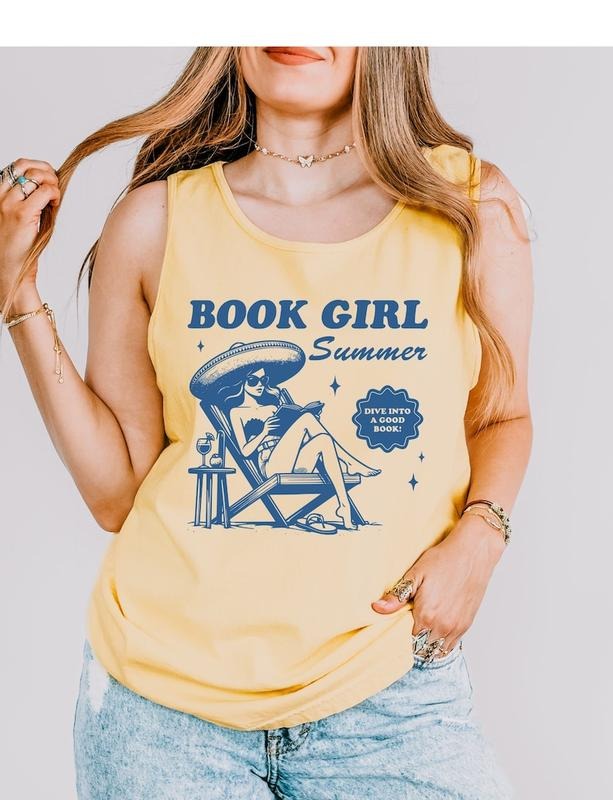 Book Merch Shirt Book Girl Summer Tank Top Funny Bookish Gift for Her Summer Reading Shirt Oversized Beach Tank Book...