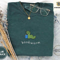 Bookworm Embroidered Tee, Cute Comfort Colors Shirt for Book Lovers, Bookish Gifts Hoodie, Sweatshirt | CiraTrend.com
