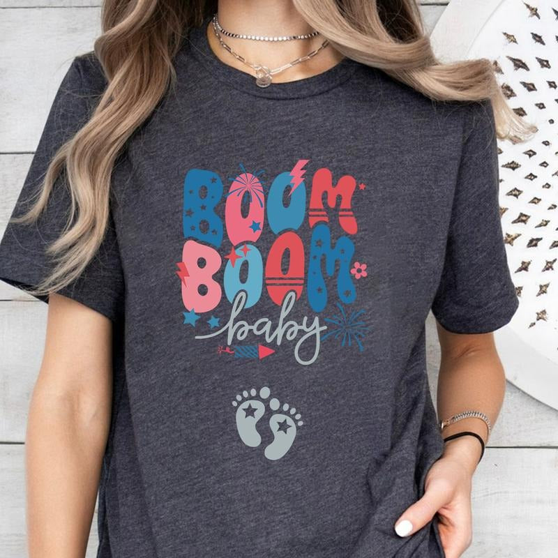 Boom Boom baby Reveal Shirt 4th of July Pregnancy Announcement Shirt Patriotic Maternity Tee Fourth July Gender Reveal...