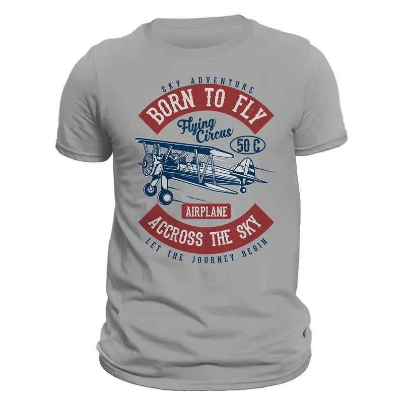 Born To Fly Across The Sky Airplane Pilot Men's T-Shirt Casual Crewneck Hoodie, Sweatshirt | CiraTrend.com