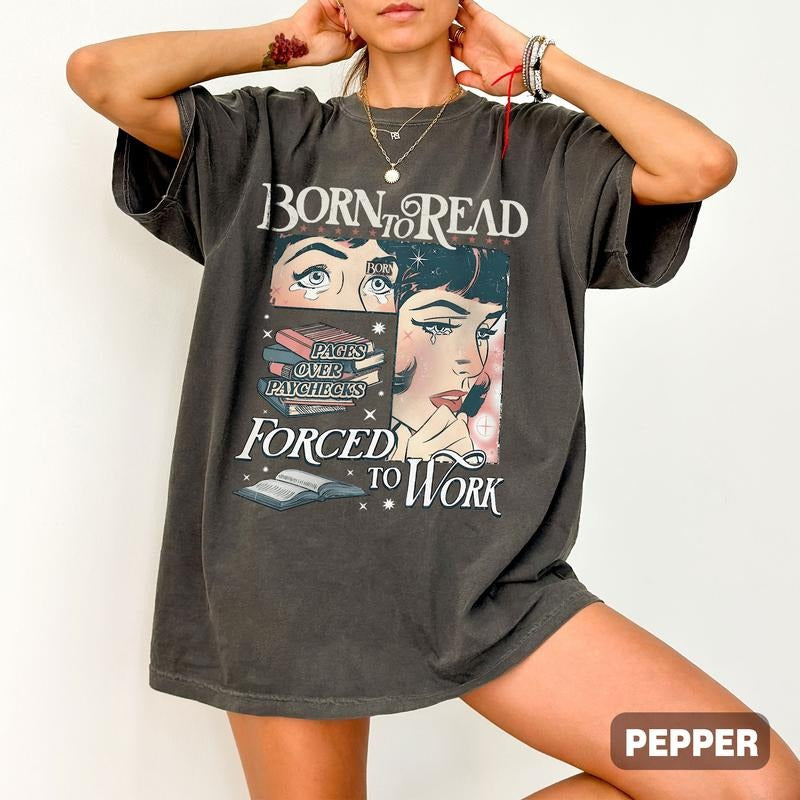 Born To Read Bookish Comfort Colors Shirt, Funny Reader Book Addict, Book Lover, Spicy Books, Dark Romance, Smut Shirt...