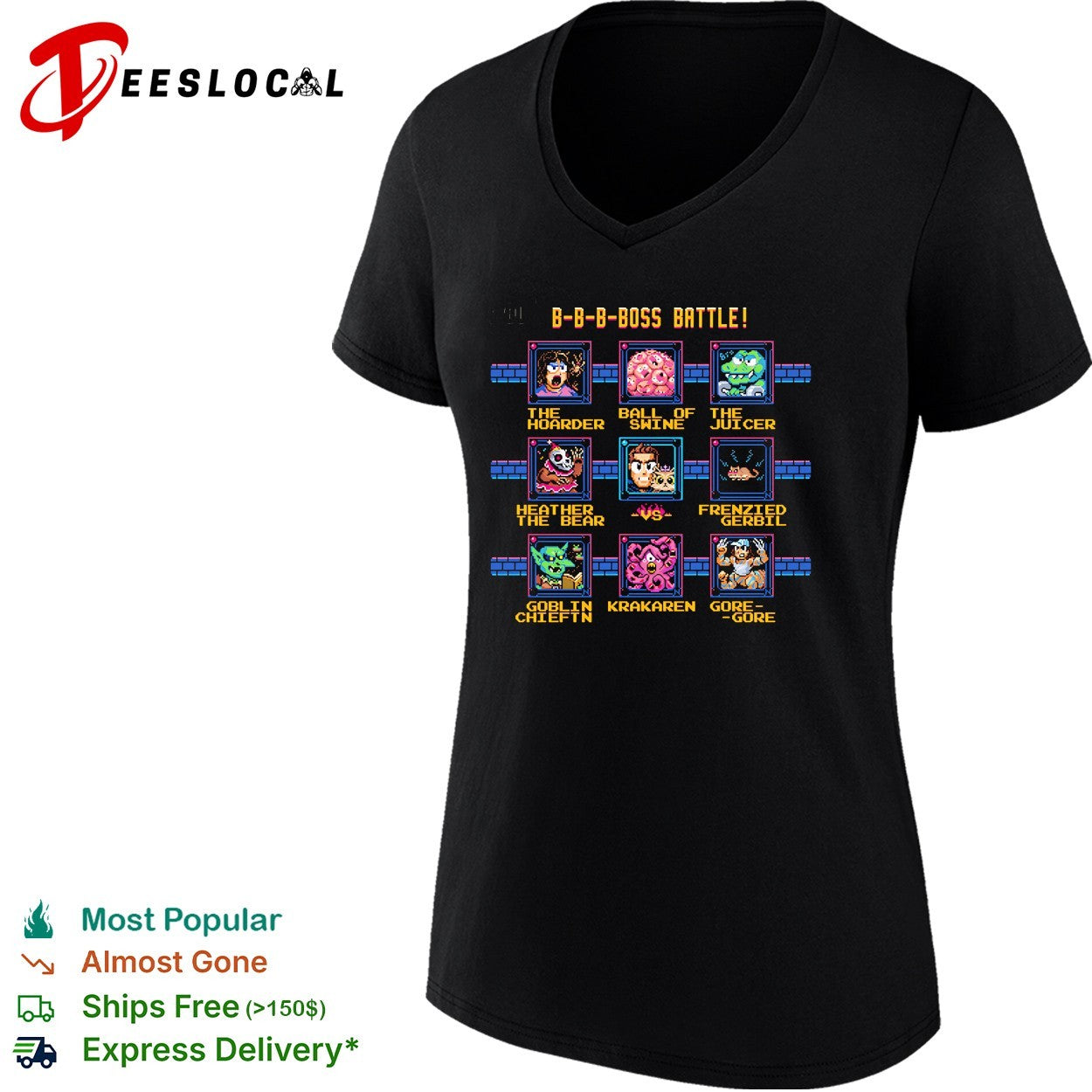 Boss battle pixel game parody shirt
