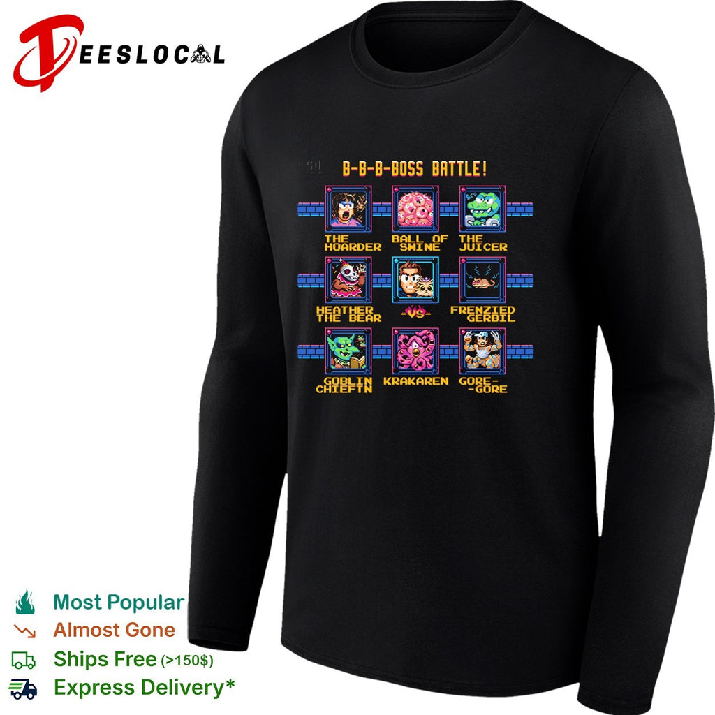 Boss battle pixel game parody shirt