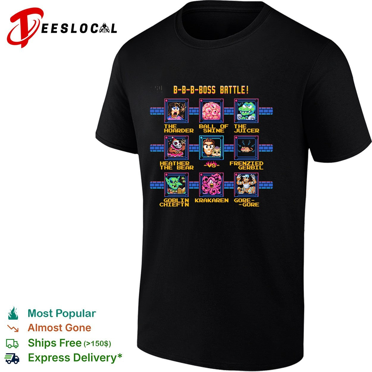 Boss battle pixel game parody shirt