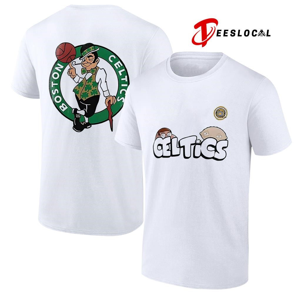 Boston Celtics x Family Guy cartoon mascot shirt