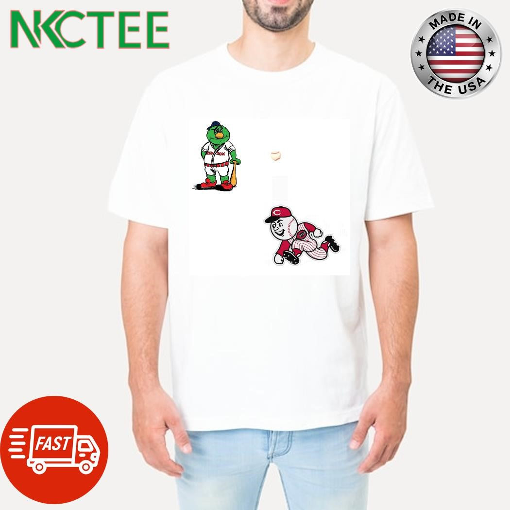 Boston Red Sox VS Cincinnati Reds MLB 2024 mascot cartoon baseball shirt