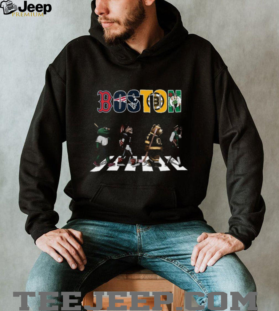 Boston Sports Teams Mascots Abbey Road Road Crossing T Shirt