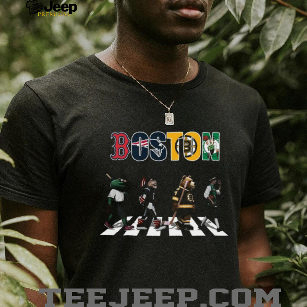Boston Sports Teams Mascots Abbey Road Road Crossing T Shirt