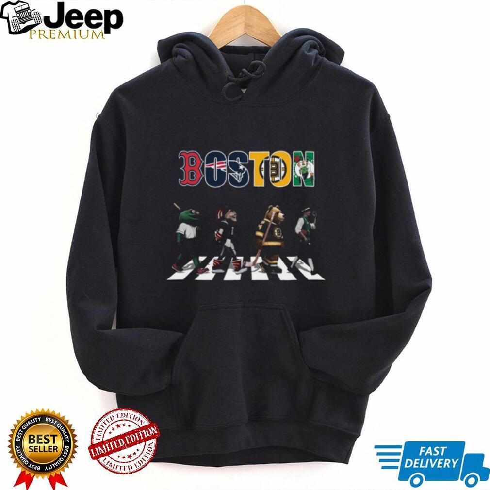 Boston Sports Teams Mascots Abbey Road Road Crossing T Shirt