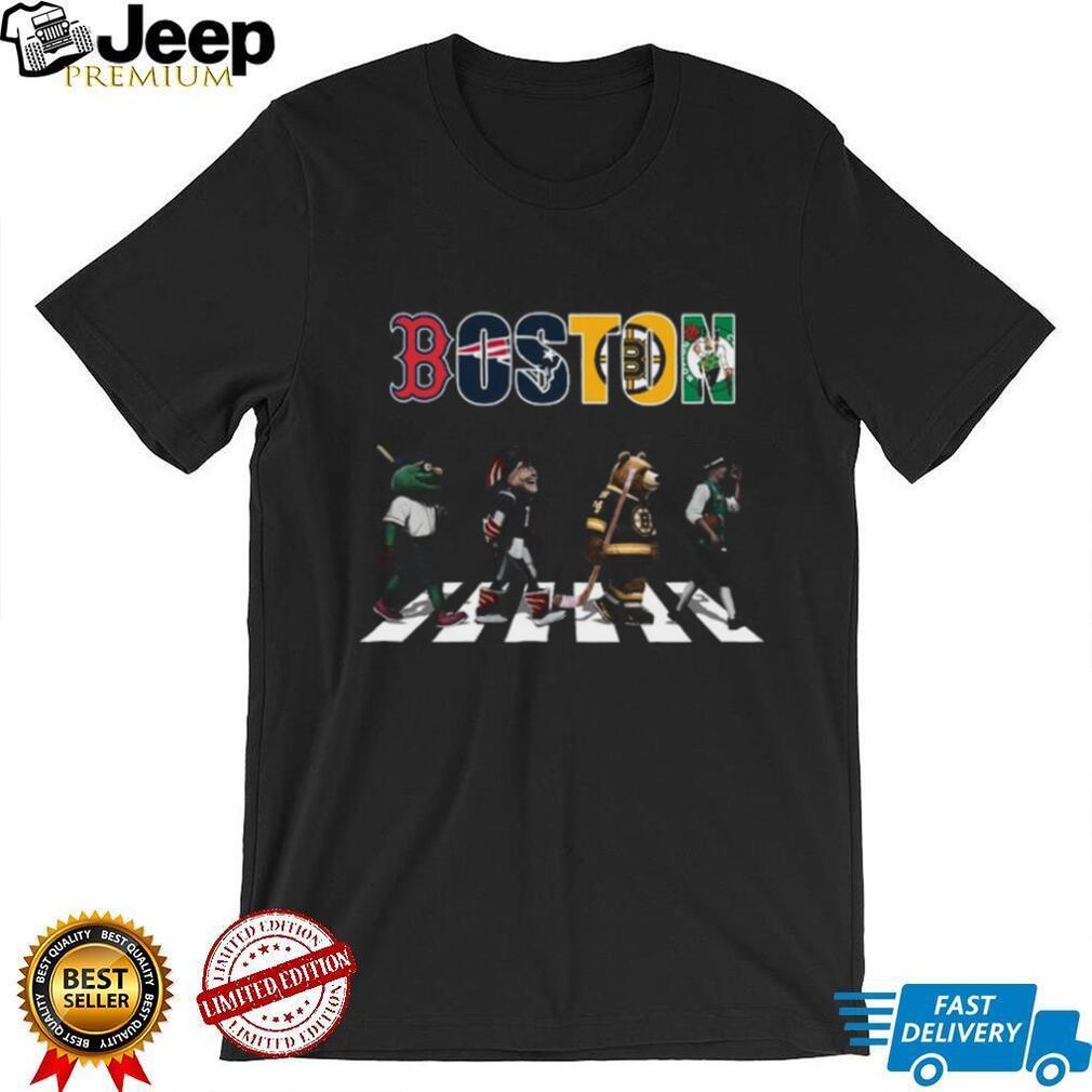 Boston Sports Teams Mascots Abbey Road Road Crossing T Shirt