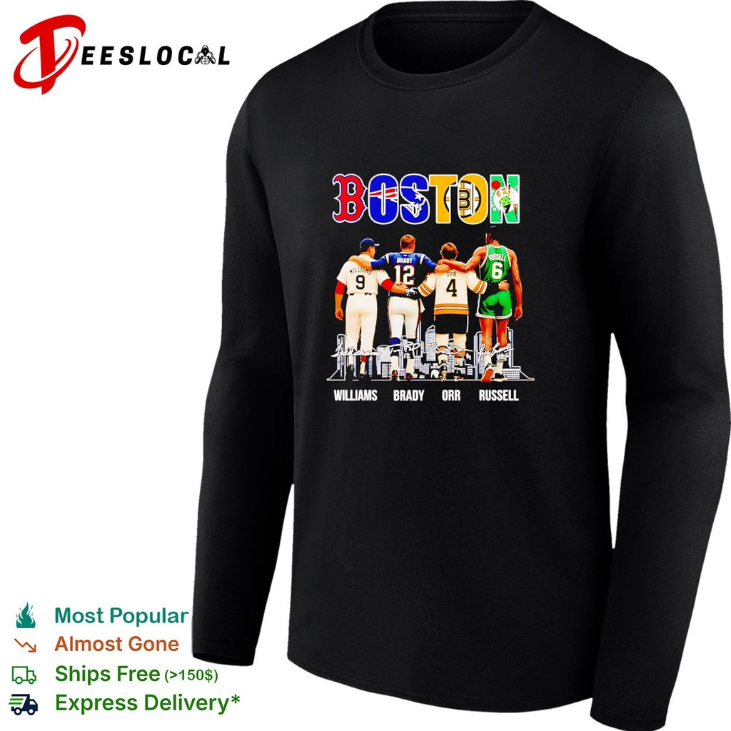 Boston sports legends Williams Brady Orr Russell shirt