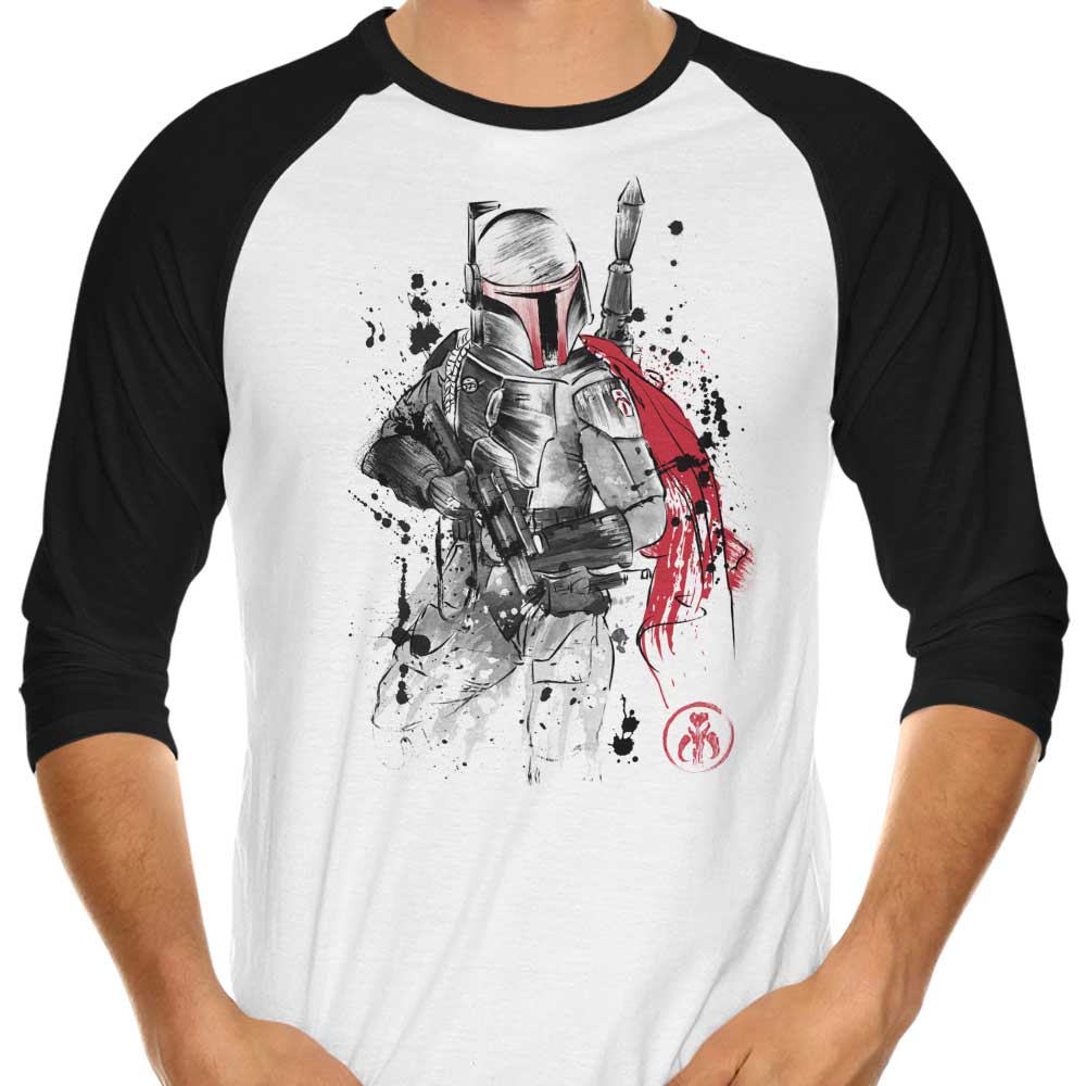 Bounty Hunter Sumi-e - 3/4 Sleeve Raglan T-Shirt Hoodie, Sweatshirt | CiraTrend.com (Image 1)