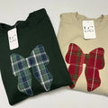 Bow Applique Embroidered Christmas Sweater | Festive Holiday Sweater | Cozy Christmas Bow Sweatshirt | Perfect for Holiday Parties | Unisex Christmas Apparel