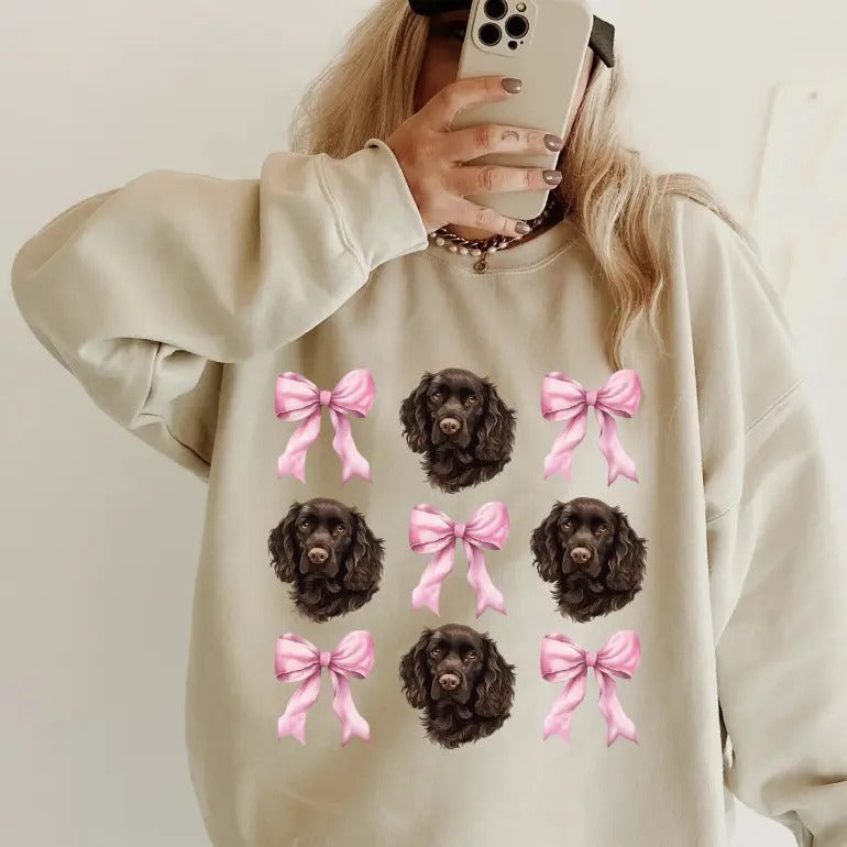 Boykin Spaniel With Bows Sweatshirt ~ Sweatshirt Unisex Apparel Relaxed Fit Printed in the USA Clothing Womenswear Casual...