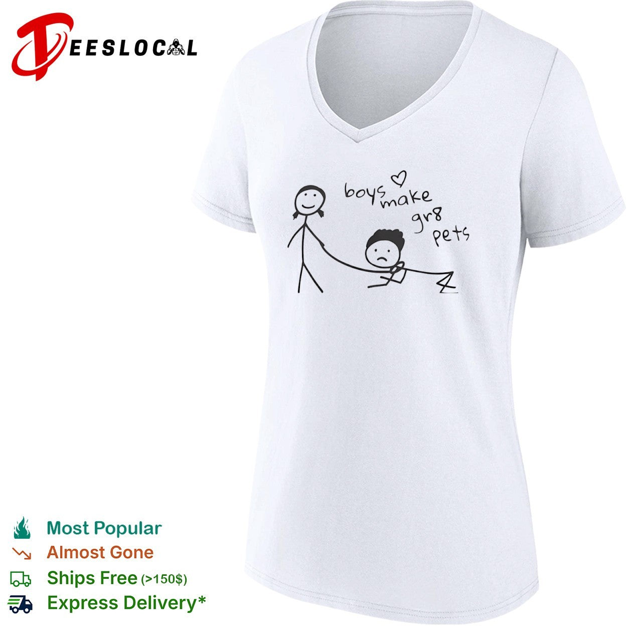 Boys make gr8 pets stick figure doodle shirt