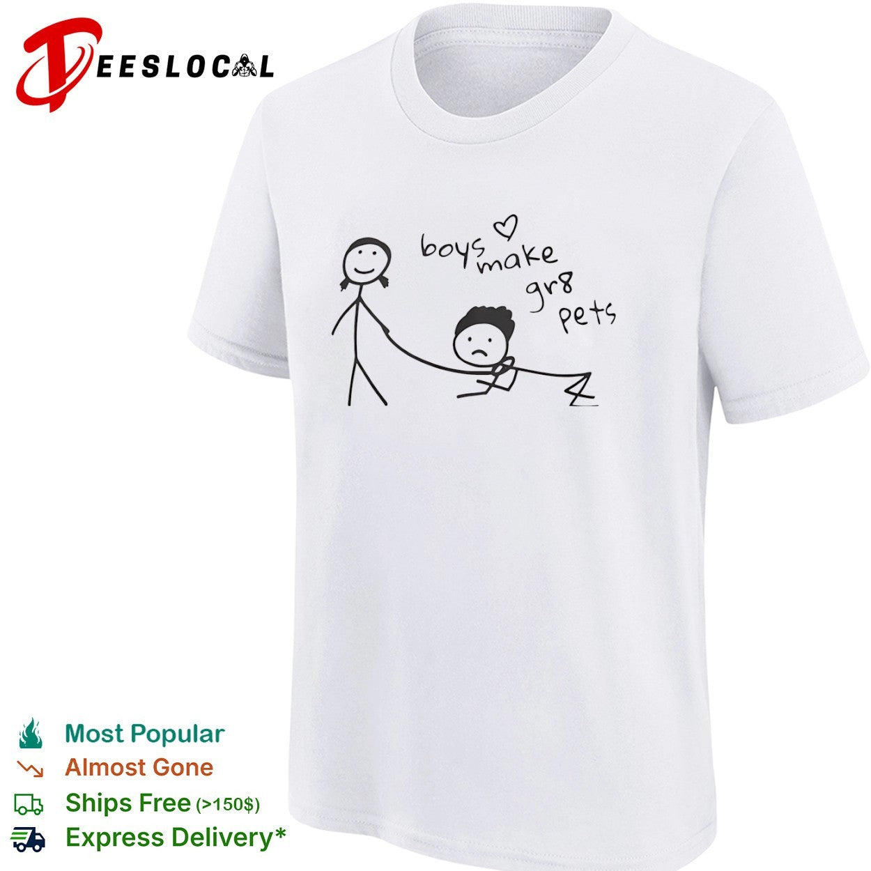 Boys make gr8 pets stick figure doodle shirt