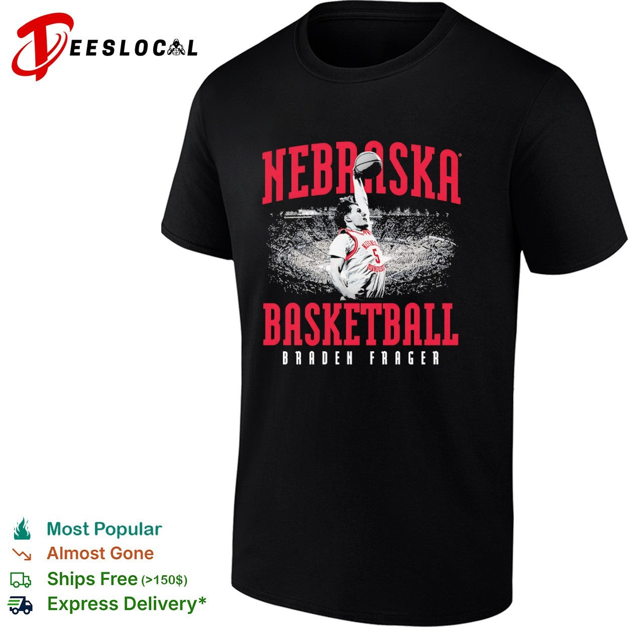 Braden Frager Nebraska Cornhuskers Basketball shirt