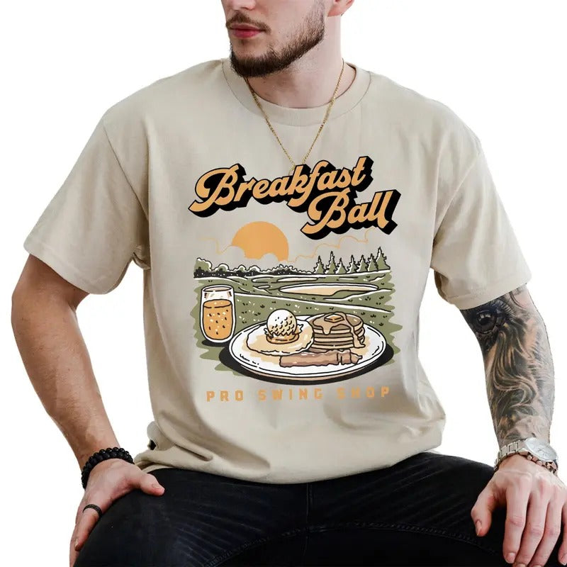 Breakfast Ball T-Shirt, Funny Golf Shirt, Soft Cotton Fabric, Unisex Casual Tee, Golfer Gift, Comfortable Everyday Wear...