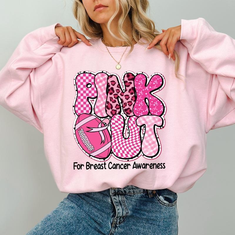 Breast Cancer Football Pink Out Sweatshirt, Pink Out For Breast Cancer Awareness Sweater, Breast Cancer Football Apparel,...