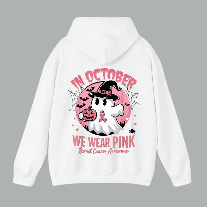 Breast Cancer Shirts Women Halloween In October We Wear Pink Sweatshirt, Hoodie For Men And Women, Trendy Shirt Gift for Girlfriend