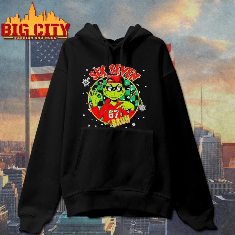 Bruh Six Seven 67 Santa Grinch Christmas shirt
