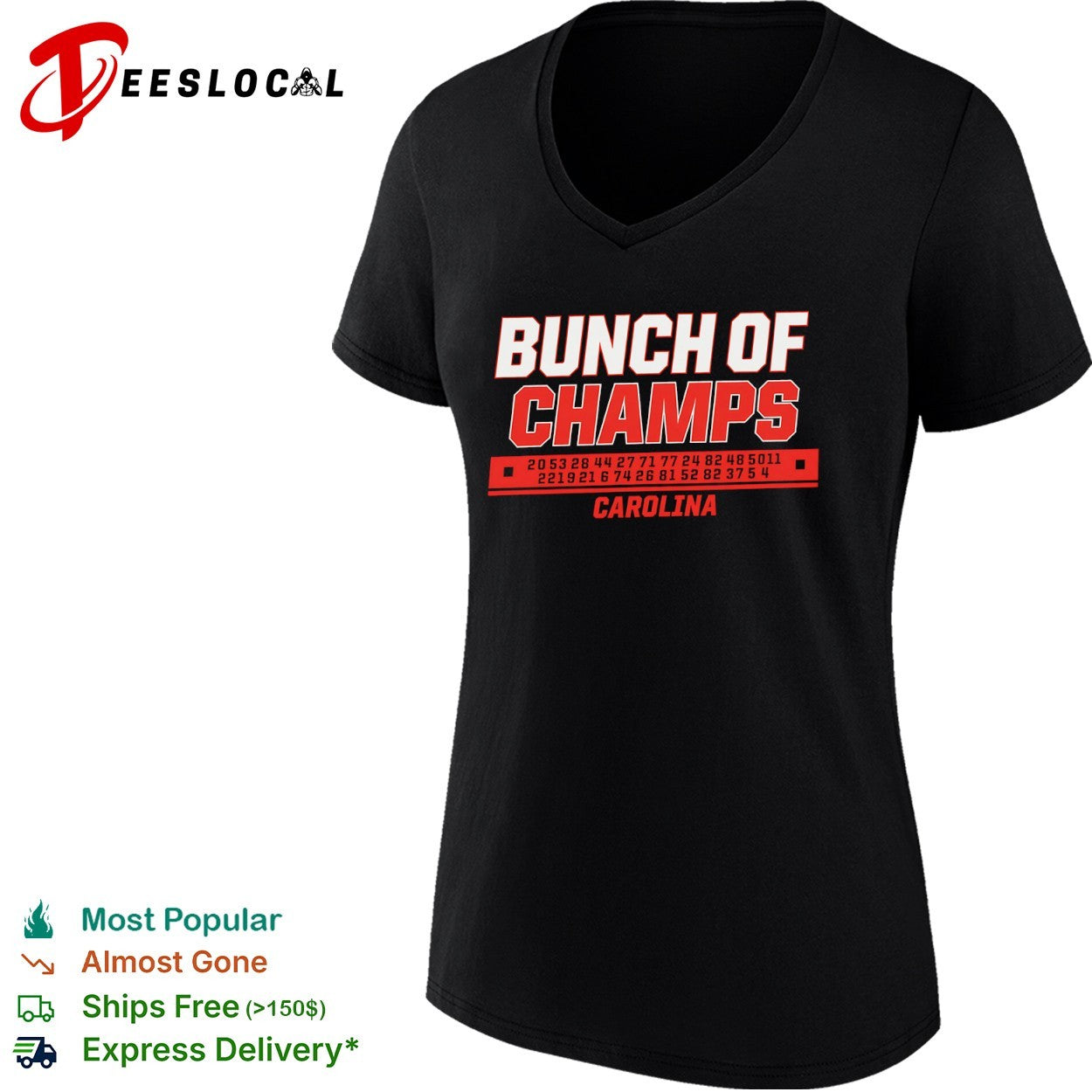 Bunch of Champs Carolina football numbers shirt