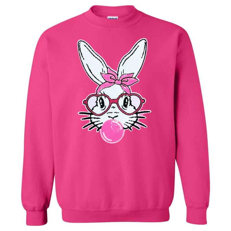 Bunny With Glasses Patch Sweatshirt T-Shirts, Hoodie | CiraTrend.com