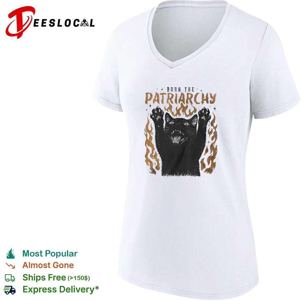 Burn the patriarchy black cat shirt