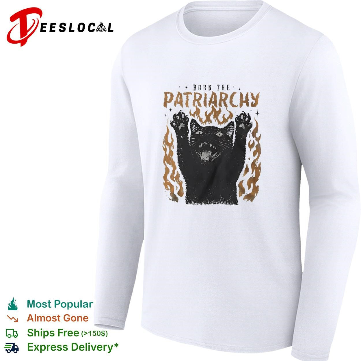 Burn the patriarchy black cat shirt