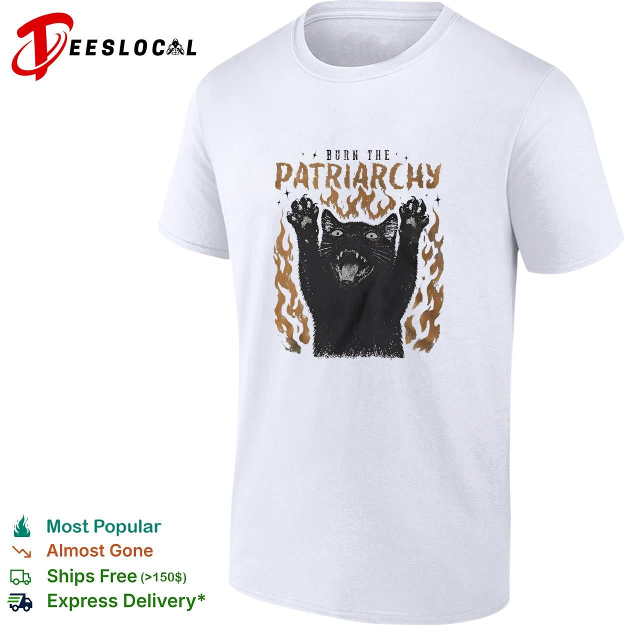 Burn the patriarchy black cat shirt