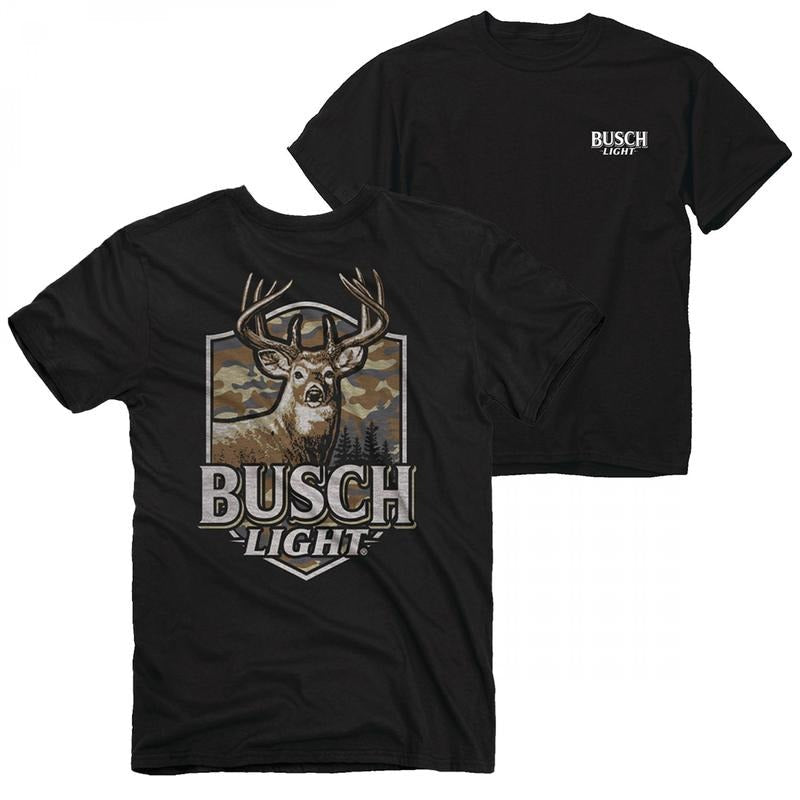 Busch Light Buck Camo Shield Front and Back Print T-Shirt Hoodie, Sweatshirt | CiraTrend.com